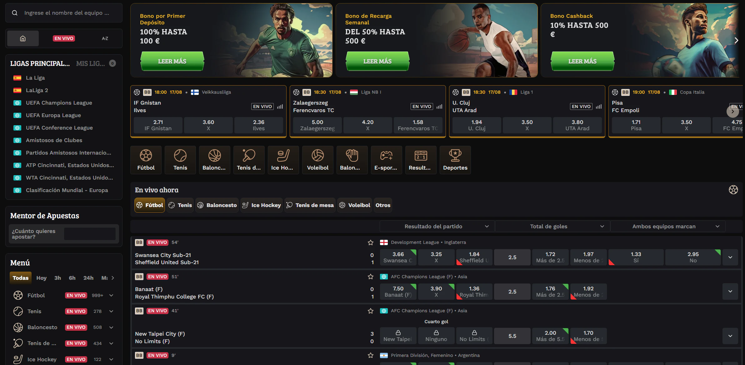 Apuestas deportivas y eSports en Wildsino Casino