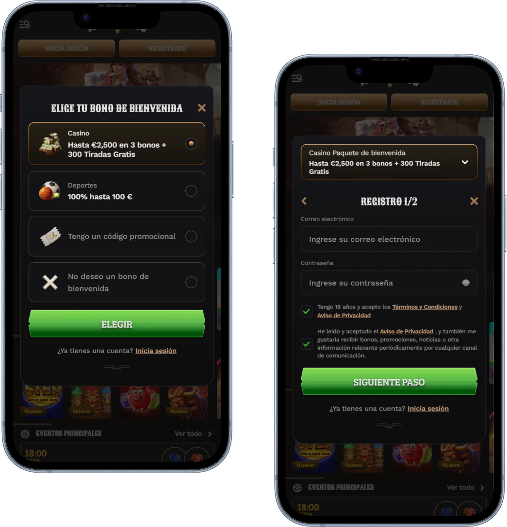 Registro y acceso en Wildsino Casino