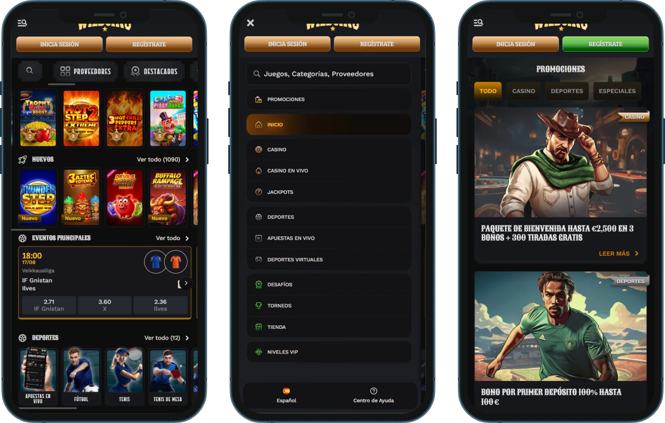 Versión móvil de Wildsino Casino